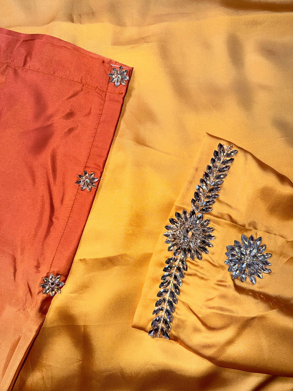 Sunset Ombré Silk Kaftan Dress with Crystal & Rhinestone Embellishments