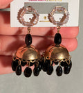Contemporary Geometric Black Bead Jhumkas