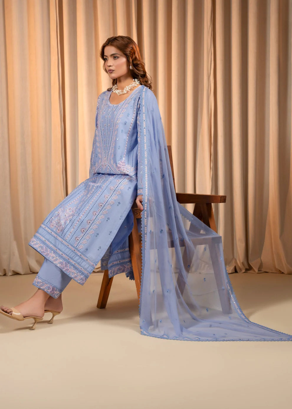 3PC Lavender Blue Luxury Lawn