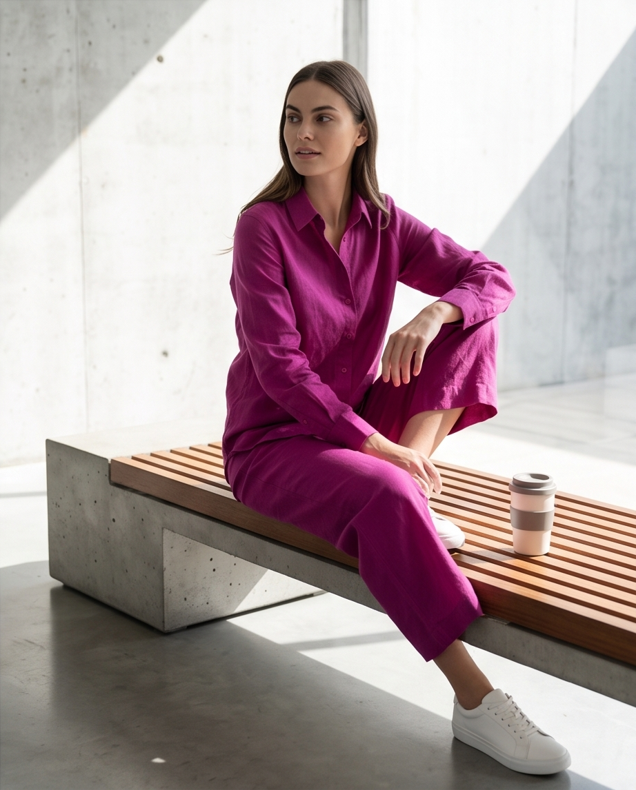 Co-ord Set - Deep Berry Magenta -  Premium Lawn Cotton