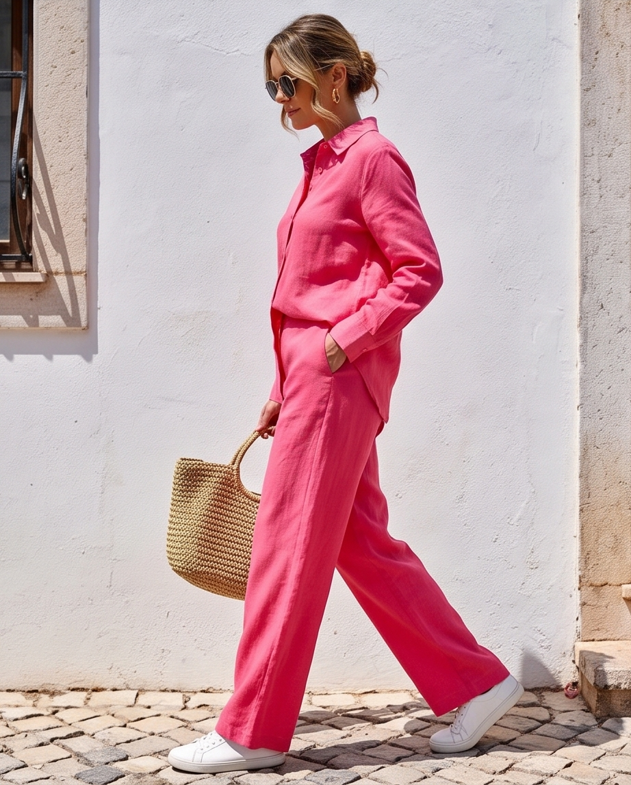 Co-ord Set - Fuchsia Pink - Premium Lawn Cotton