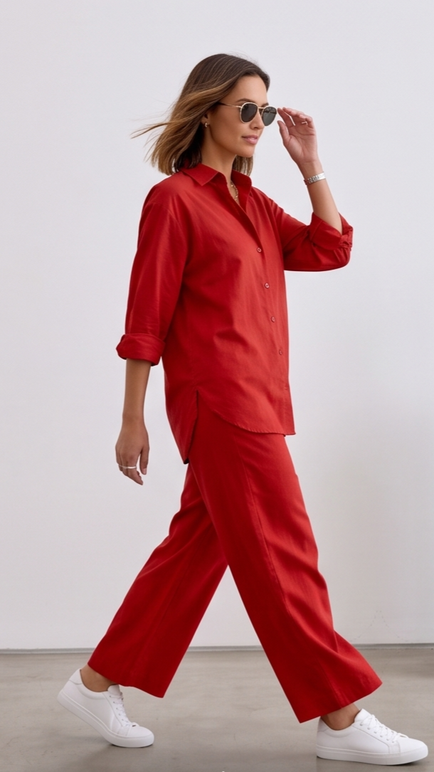 Co-ord  - Ruby Red - Lawn Cotton