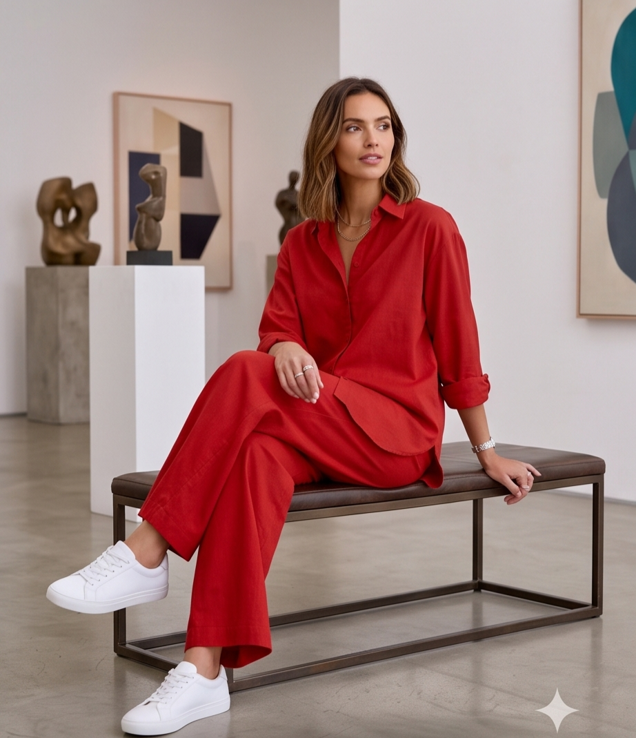 Co-ord  - Ruby Red - Lawn Cotton